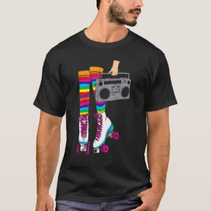 Retro Rollerskates 80's Roller Disco Skating Girl T-shirt