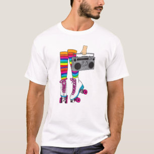 Retro Rollerskates Funny 80's Roller Disco Skating T-shirt