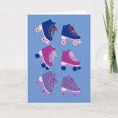 Retro Rollerskates Paars Pink Kaart (Voorkant)