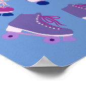 Retro Rollerskates Paars Pink Poster (Hoek)