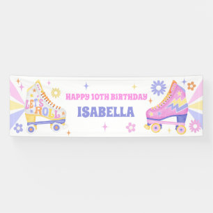 Retro rolschaatsen partij voor meisjes spandoek