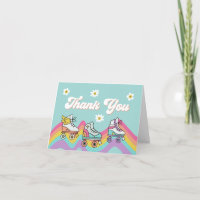 Retro Rolschaatsen Regenboog Verjaardag Dank u