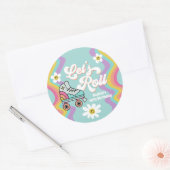 Retro Rolschaatsen Regenboog Verjaardag Stickers (Envelop)