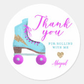Retro Rolschaatsen Verjaardagsfeest Favor Ronde Sticker (Voorkant)