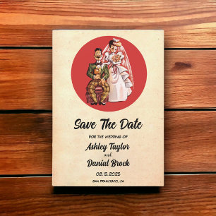  Retro Romantic Comic Wedding Save the Date Kaart