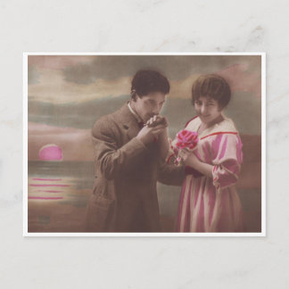 Retro Romantic Couple bij Moonrise Briefkaart