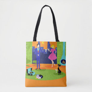 Retro Romantic Evening Couple Canvas tas