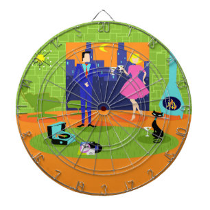Retro Romantic Evening Couple Dart Board Dartbord