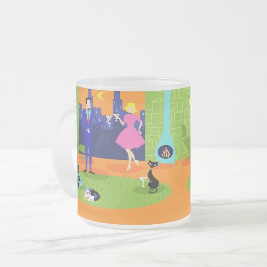 Retro Romantic Evening Couple Frosted Glass Mok (Voorkant links)