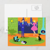 Retro Romantic Evening Couple Postcard Briefkaart (Voorkant / Achterkant)