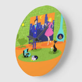 Retro Romantic Evening Couple Round Wall Clock Grote Klok (Hoek)