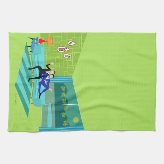 Retro Romantic Gay Couple Kitchen Towels Theedoek (Horizontaal)