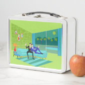 Retro Romantic Gay Couple Metal Lunch Box (In situ)