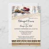 Retro Romantic Music Themed Rehearsal Dinner Kaart (Voorkant)