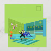 Retro Romantique Gay Couple Postcard Invitation (Devant / Derrière)