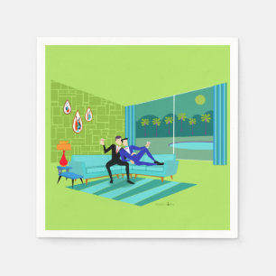 Retro Romantisch Gay Paar Papieren servetten