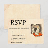 Retro romantisch paar Comic thema bruiloft RSVP Kaartje (Voorkant / Achterkant)
