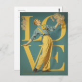 Retro Romantische LIEFDE Briefkaart (Voorkant / Achterkant)