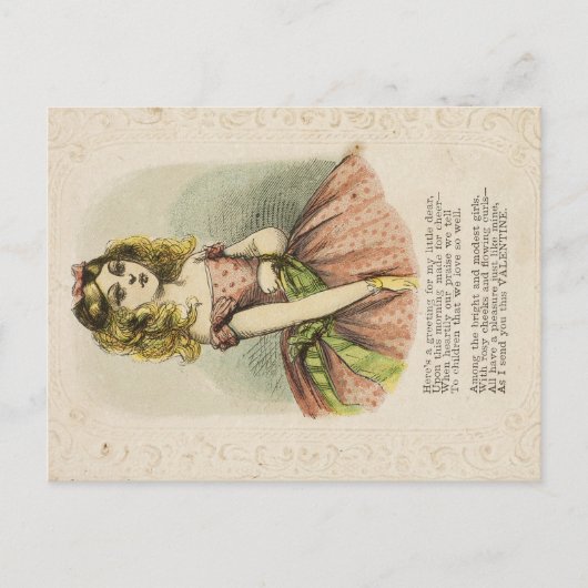 Retro romantische Valentijnskaart, 19e eeuw Briefkaart (Voorkant)