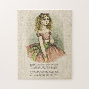 Retro romantische Valentijnskaart, 19e eeuw Legpuzzel