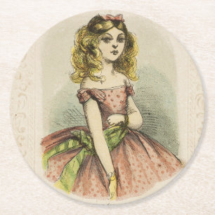 Retro romantische Valentijnskaart, 19e eeuw Ronde Kartonnen Onderzetter