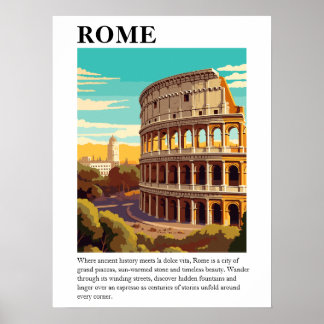 Retro Rome Colosseum Italië Reisillustratie Poster