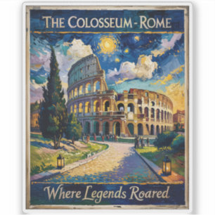 Retro Rome Italië Colosseum Reizen Van Gogh Levend Sticker