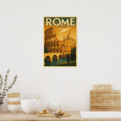 Retro Rome, Italië in Art Deco Stijl Reizen Poster (Keuken)