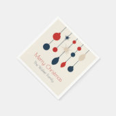 Retro Rood Blauw Ornamenten Kerstfeest Servet (Hoek)