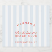 Retro Rood & Blauw Strepen Bachelorette Sparkling Wijnetiket (Enkel label)