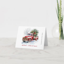 Retro Rood Boerderij Truck Kerstboom Bedrijf Feestdagen Kaart
