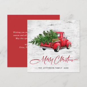 Retro  Rood Boerderij Vrachtwagen Kerstboom Feestdagenkaart
