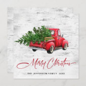 Retro rood Boerderij Vrachtwagen kerstcadeautje Feestdagenkaart (Voorkant / Achterkant)