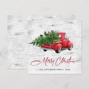 Retro  rood Boerderij Vrachtwagen kerstcadeautje Feestdagenkaart