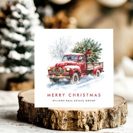 Retro  rood Boerderij Vrachtwagen kerstcadeautje Feestdagenkaart