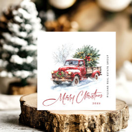 Retro  rood Boerderij Vrachtwagen kerstcadeautje Feestdagenkaart
