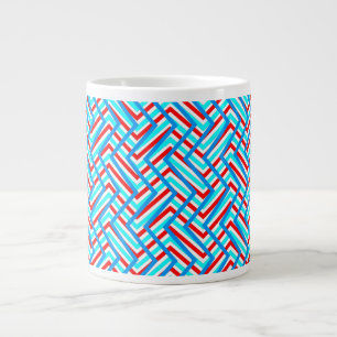 Retro rood en blauw grafisch print extra grote beker