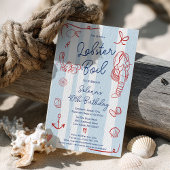 Retro Rood en Blauw Leuke Kreeft Kook 40e Verjaard Kaart