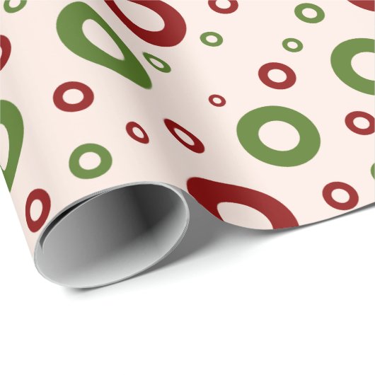 Retro Rood en Groen Kerstmis Verpakkend Document Cadeaupapier (Rol Hoek)