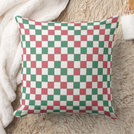  Retro Rood en Groen Vierkant Plaid Kussen