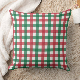 Retro Rood en Groen Vierkant Plaid Kussen