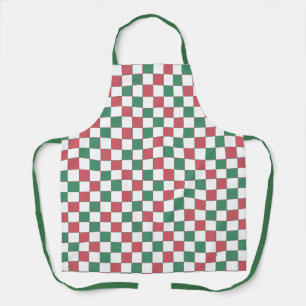 Retro Rood en Groen Vierkant Plaid Schort