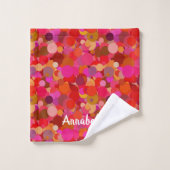Retro Rood en Roze cirkelpatroon Bad Handdoek (Wasdoekje)