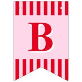 Retro rood en roze strepen Bruid Wordt Trouwfeest Vlaggetjes (Derde vlag)