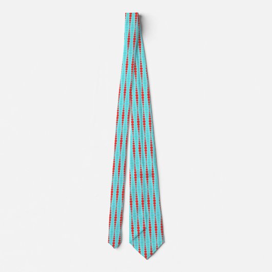 Retro Rood en Turquoise Stippen Stropdas (Achterkant)