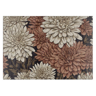 Retro Rood en Wit Chrysanten Snijplank