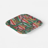 Retro Rood Groen Gestreept Ornament Patroonontwerp Papieren Bordje (Gebogen)