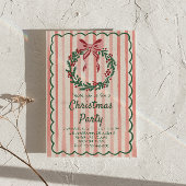 Retro Rood Groen Getrokken Kerstboog Krans Partij Kaart