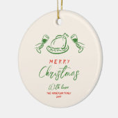 Retro  Rood Groen Hand getekend Vrolijk Kerstfeest Keramisch Ornament (Links)