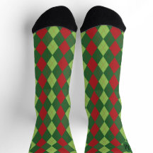 Retro Rood Groen Kerst Argyle Patroon Monogram